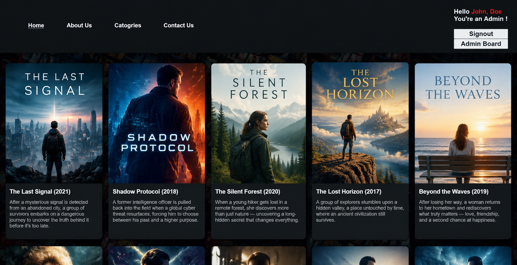 Movieverse movie browsing site screenshot