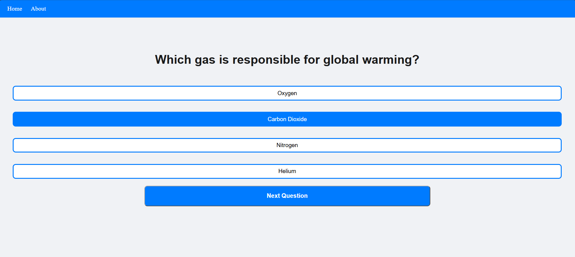 TestMe quiz app screenshot